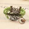 European-American Fashion Bracelet: Big Tree & Little Bird Natural Style, Adjustable PU Woven Rope Jewelry