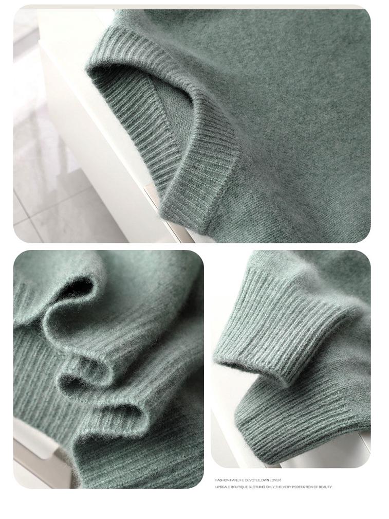 Men's 100% Wool Crew Neck Sweater - Casual Business, Thick Knit, Autumn/Winter Versatile.