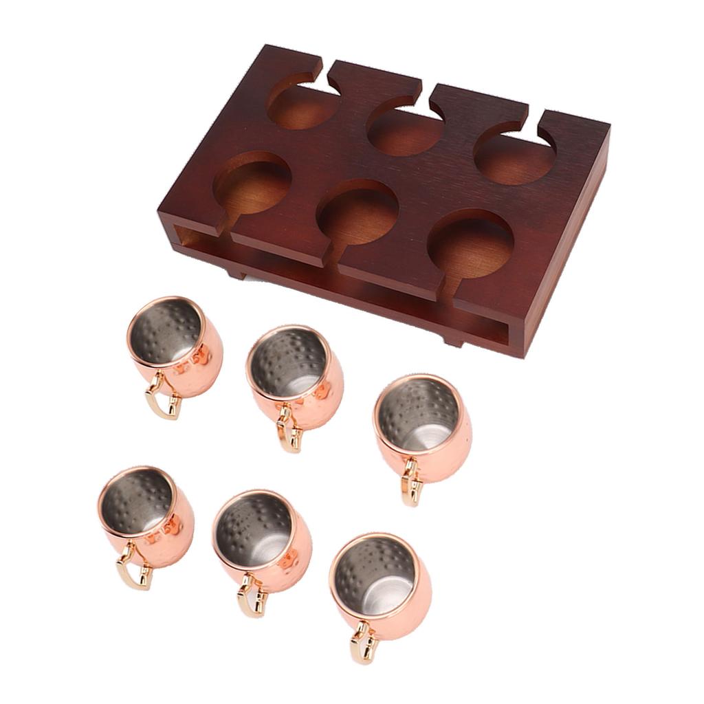 6Pcs 2oz Mule Drink Mug Set with Holder Robust Decorative Cocktail Hammer Point Cup for Bar