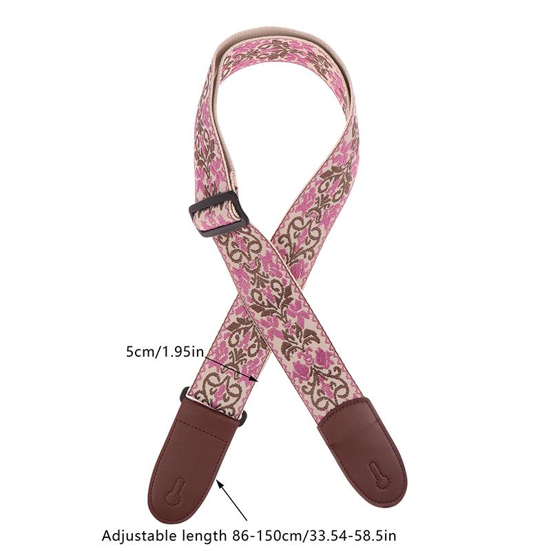 Gitarrengurt Bass Baumwolle Leder Stickerei Gurte Verstellbarer Halsgurt E-Gitarre Akustikgitarre Bass Zubehör