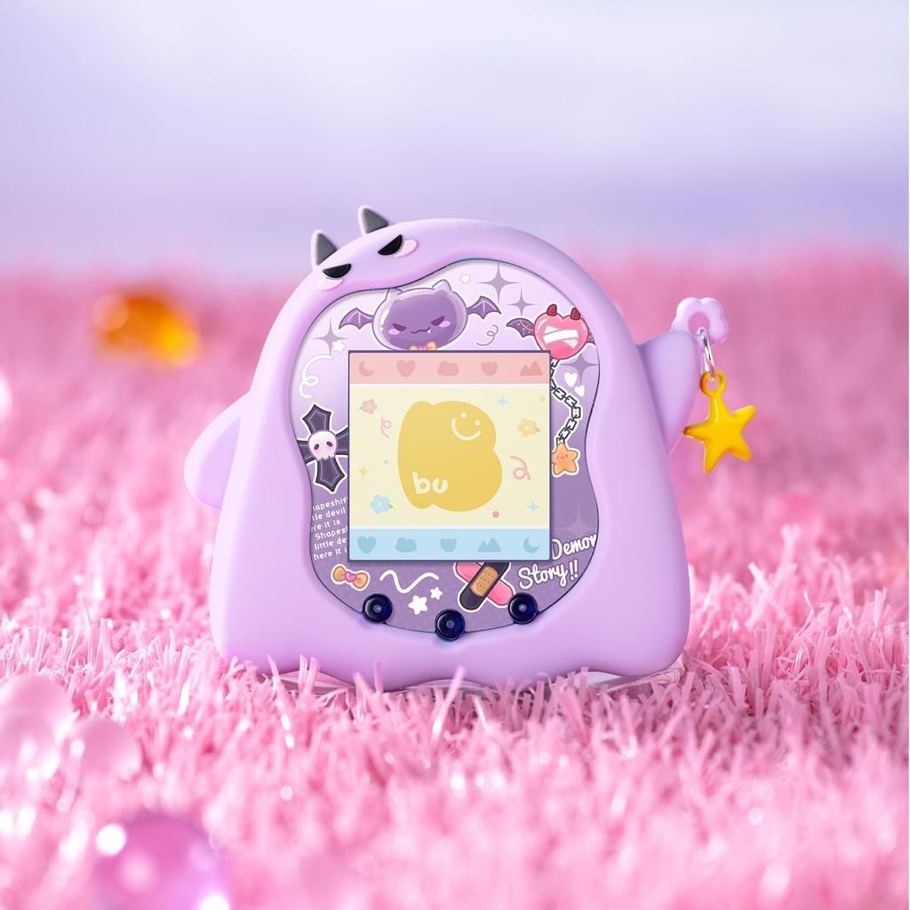 BUBBLELOGUS Tamagotchi Silicone Protective Cover Cute Case Compatible with Charging Port Wrist Strap Stickers Included [For Uni] & (Purple)
