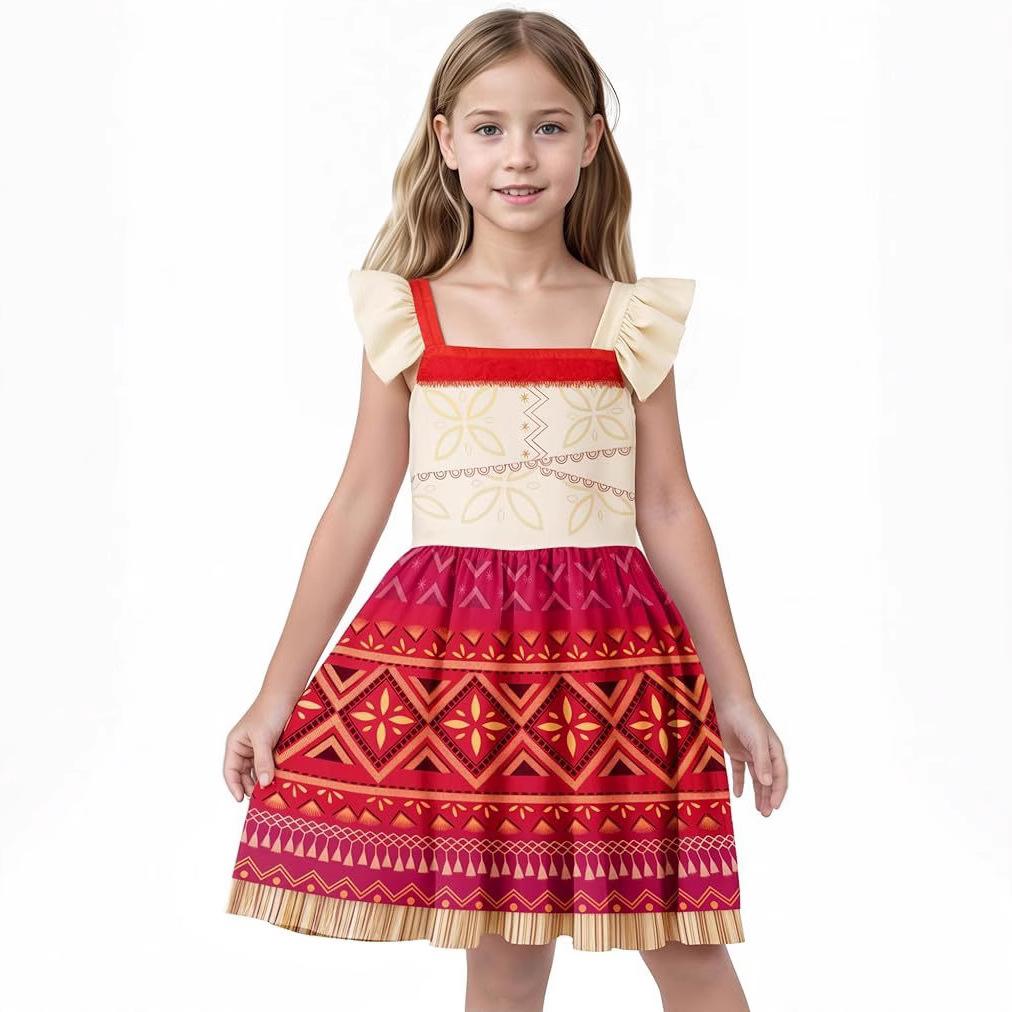 Moana Inspired Girls Fringed Beach Performance Dress