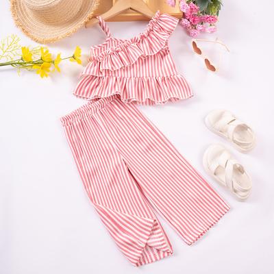Children's Fashion Set 2025 Summer Girls Fashion Striped Halter Top and Shorts 2-piece Set