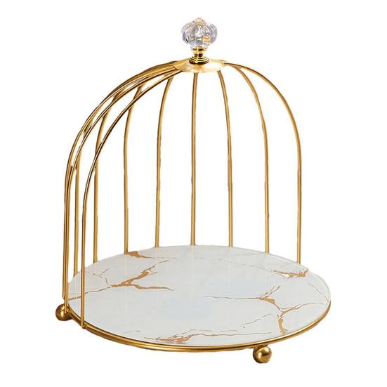 

Стеллаж для хранения косметики в форме клетки для птиц, прочный железный каркас, органайзер, большая вместимость, конструкция с приподнятым дном, витрина A белый