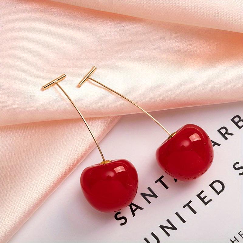 

Cute Cherry Fruit Acrylic Earrings Fashionable Resin Cherry Earrings for Women Kpop Jewelry Trendy Accessories