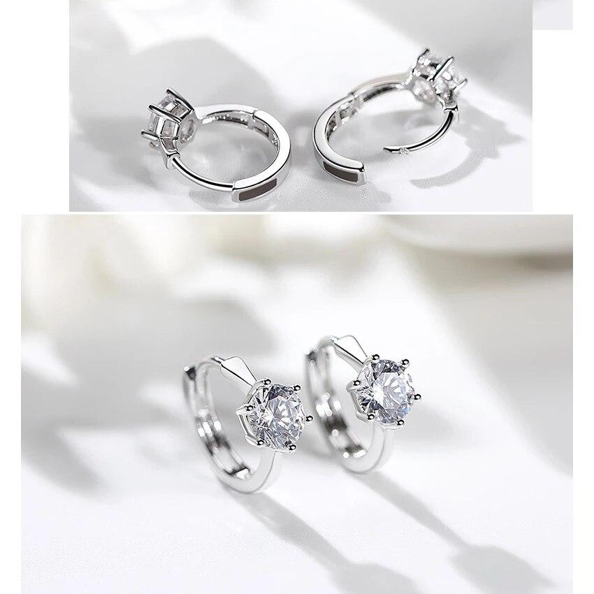 925 Sterling Silver Statement Křišťálové kruhové náušnice pro ženy Dívčí módní šperky Trendy velkoobchod