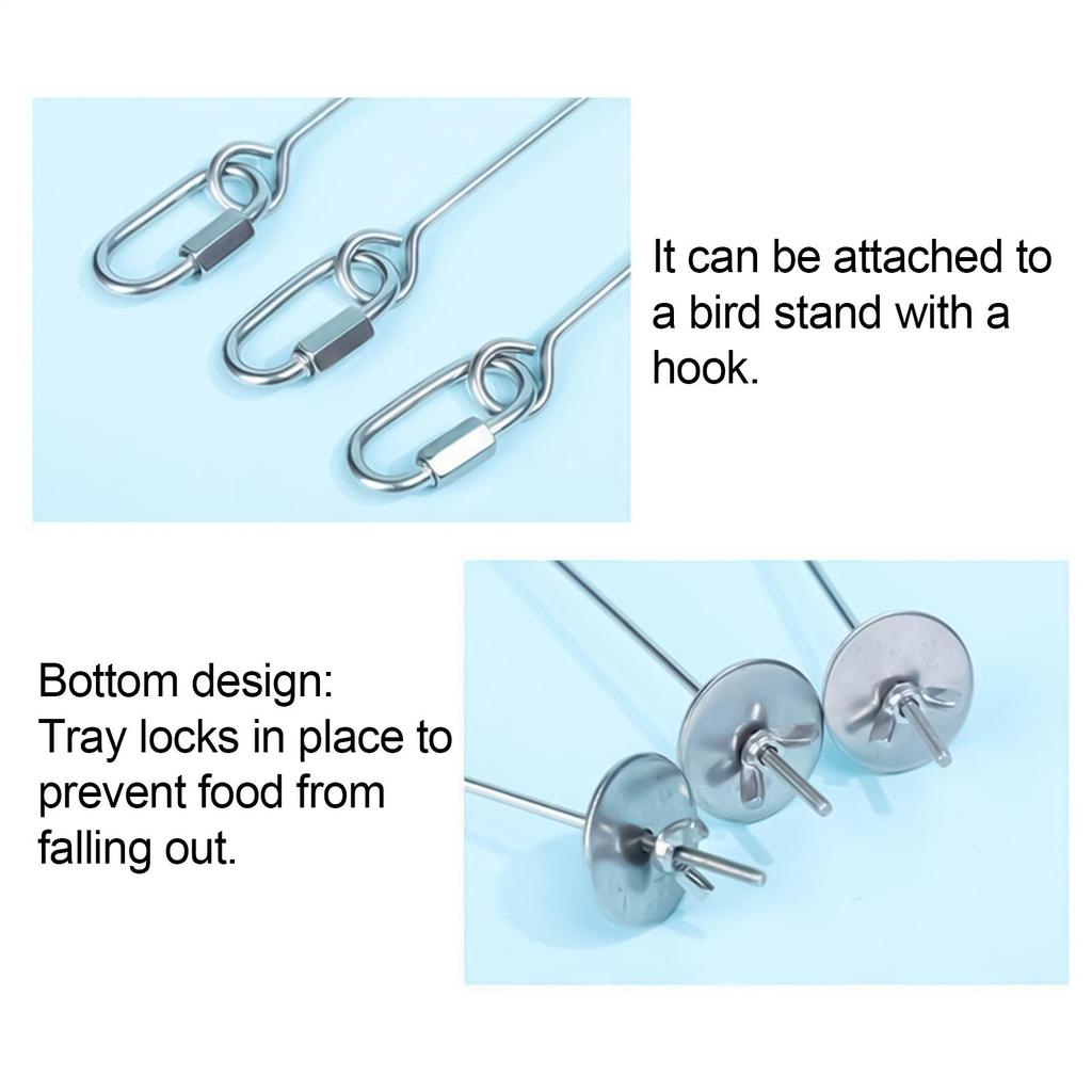 Bird Cage Food Skewer Stainless Fruit Stick Holder Bird Food Holder for Cage Foraging Macaw Parakeet Cockatiel Conure Finch