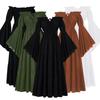 Women Medieval Vintage Dress Off Shoulder Ruffle Long Renaissance Victorian Dresses Cosplay Retro Gown Halloween