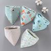 5PCS/SET Cartoon Print Baby Bibs Triangle Design Saliva Towel Cute Cotton Bibs  Mealtime