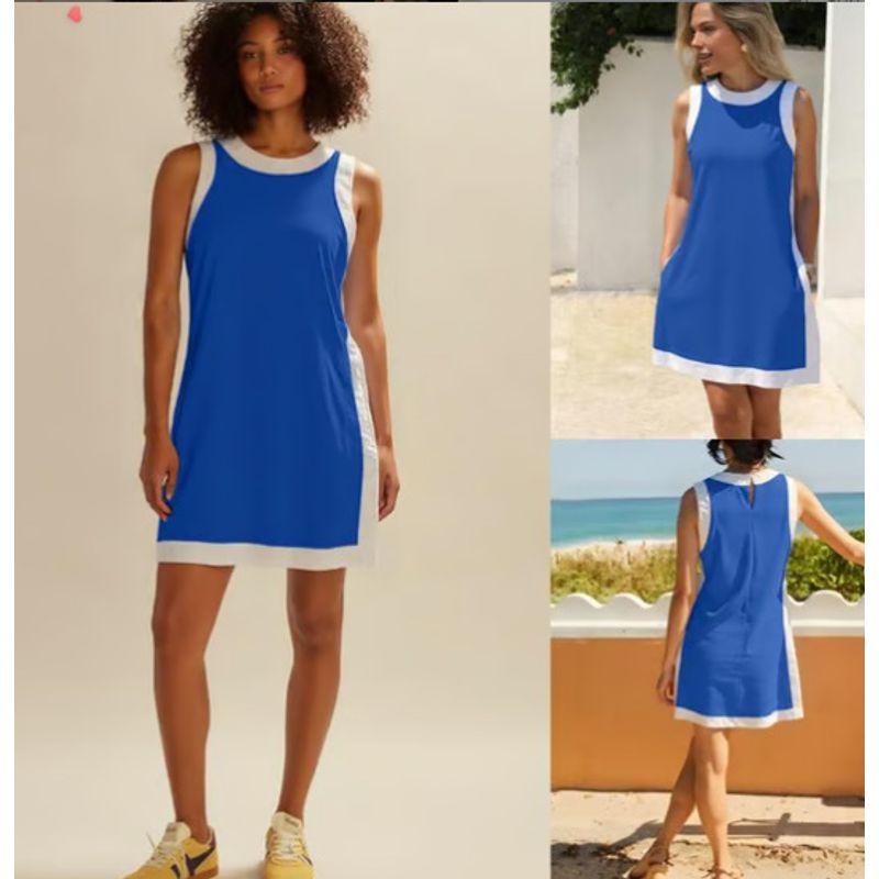 Leisure Two-Piece Set New Women Casual Color Matching round Neck Sleeveless Top Matching Shorts Set