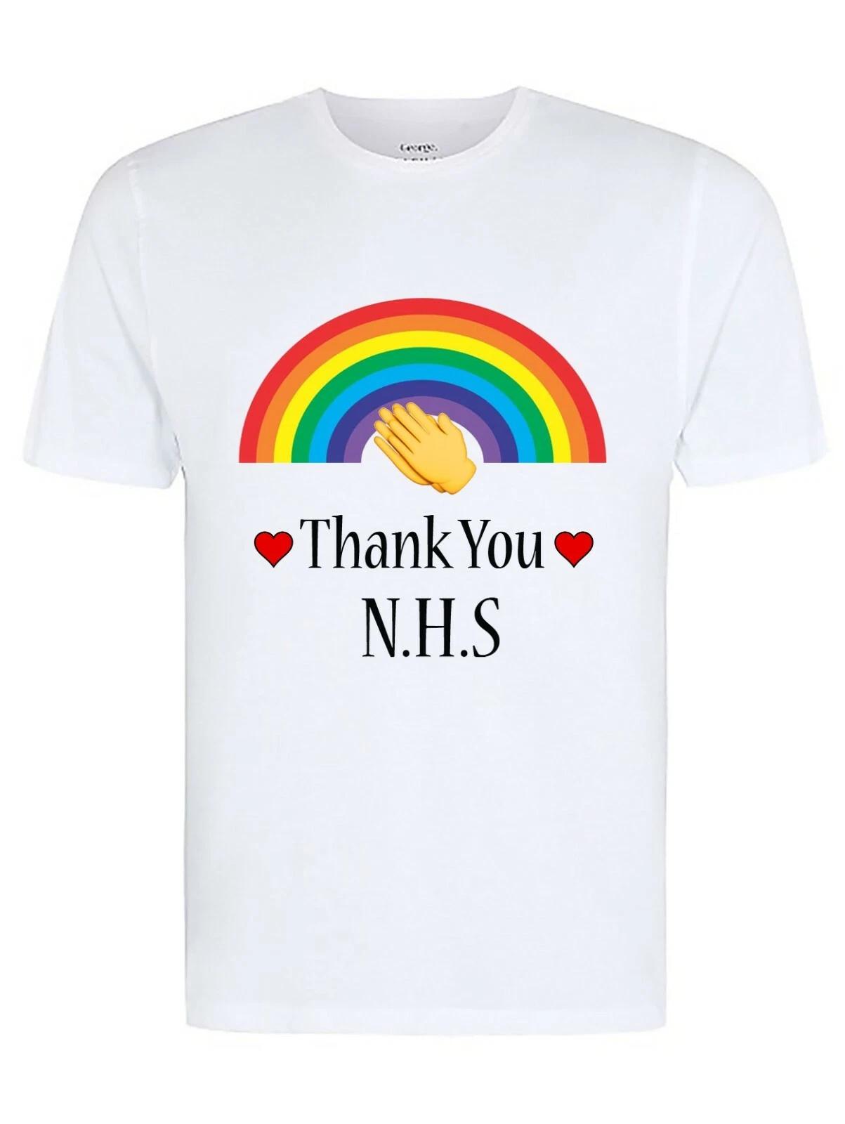 Thank You NHS Rainbow Clapping Hands T-Shirt, Clap For Our Carers,/Stay home XL