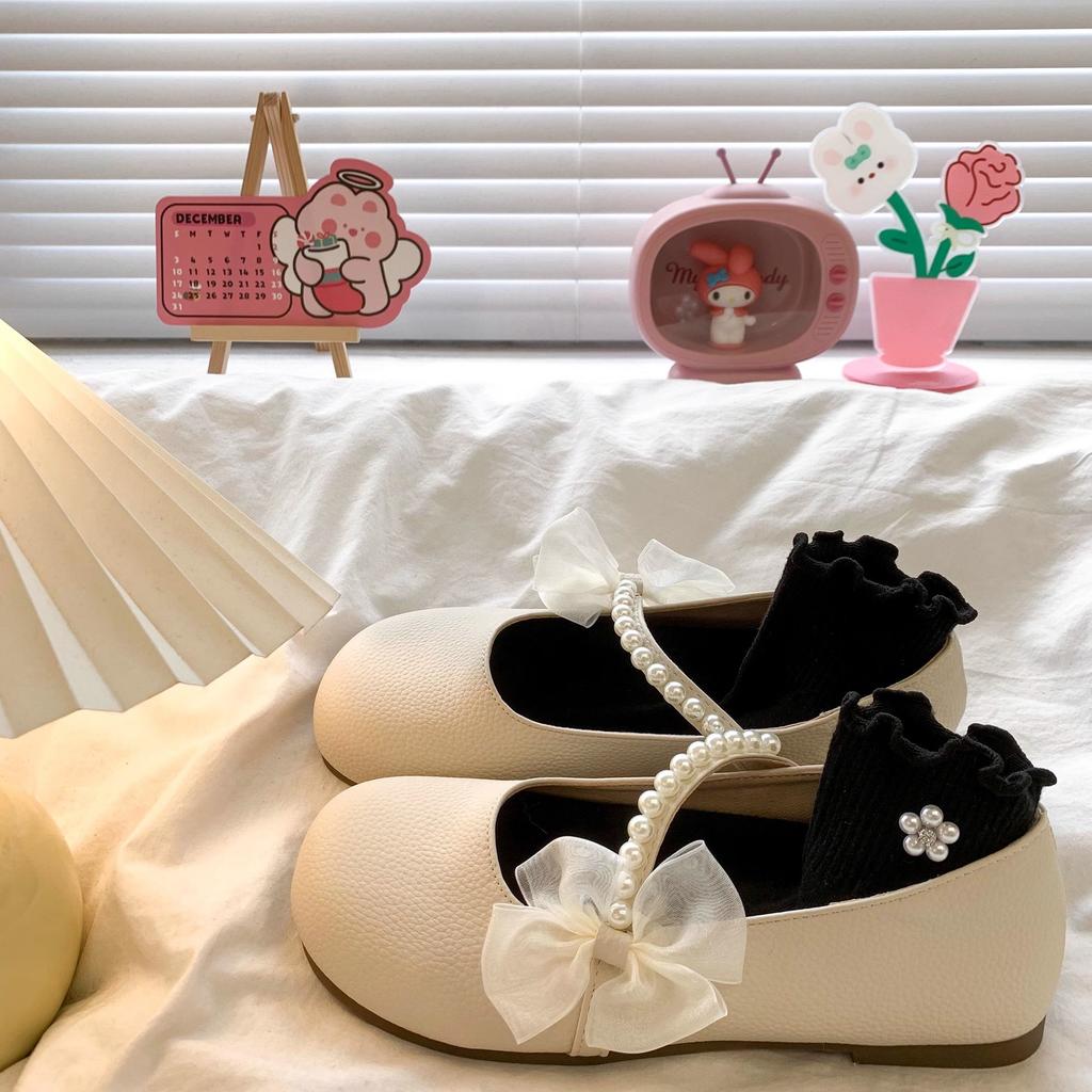 Gentle Mary Jane Single Shoes Women's Summer New Leather Women's Shoes with Skirts Flat Beanie Shoes