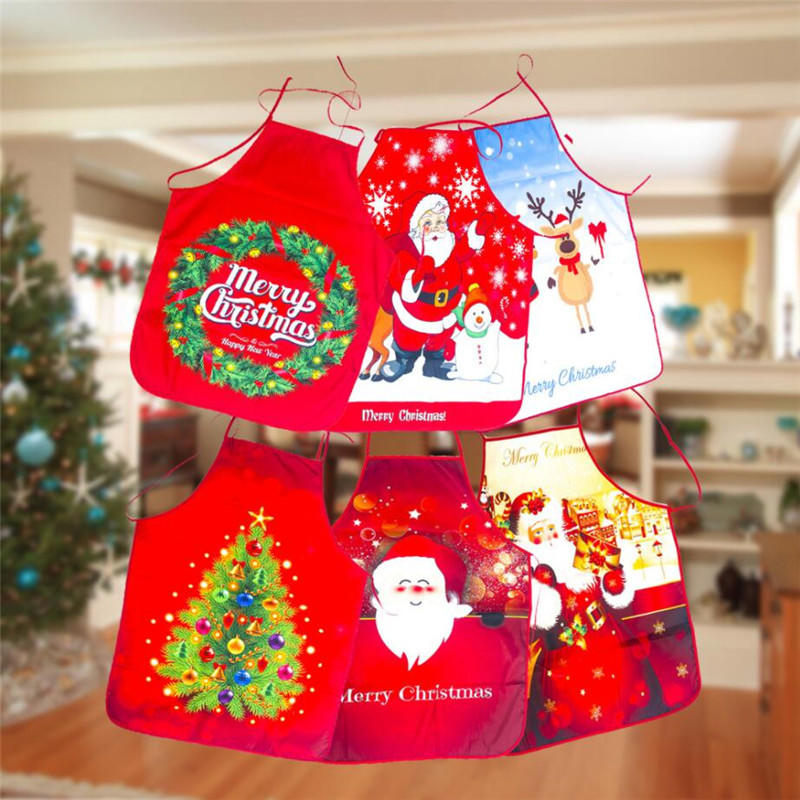 New-Year Snowman Pattern Christmas Apron Home Cooking Kitchen Decoration Apron Adult Antifouling Christmas Decorations