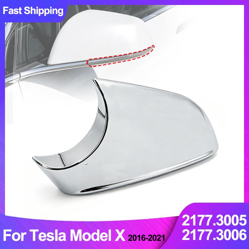 Cache Inférieur de Rétroviseur Extérieur Chrome Brillant Gauche 2177.3005 Droite 2177.3006 Compatible Tesla Model X 2016-2021 Boîtier Bas de Rétroviseur