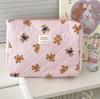 2024 Pink Bear Quilting Women Cosmetic Bag Cute Zipper Makeup Travel Organizer Female Handbag Toiletry Pouch for Girls