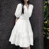 Women Lace Crochet Patchwork Casual V-Neck Short Sleeve Dress