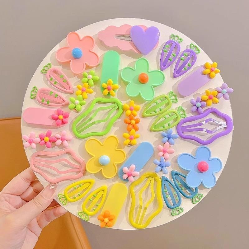 6Pcs/Set Children Candy Colors Cute Flowers Carrots Ornament Hair Clips Baby Girls Sweet Barrettes Hairpins Kids Hair Accessories