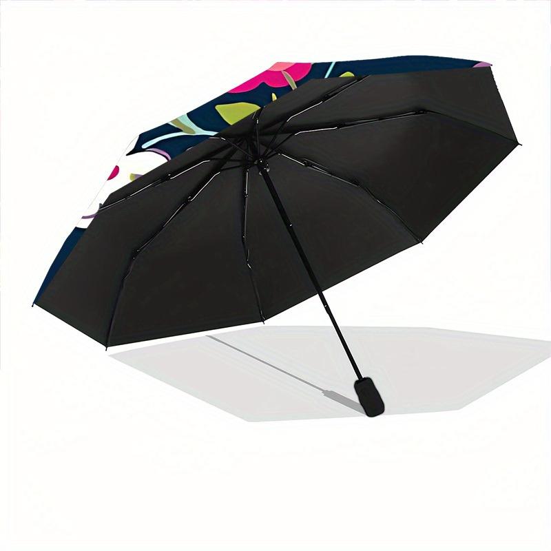 1pc Floral Pattern Automatic Open/close Umbrella, 8-Rib sturdy structure, Portable Travel Umbrella, Parties, Everyday Use, Outdoor Accessory