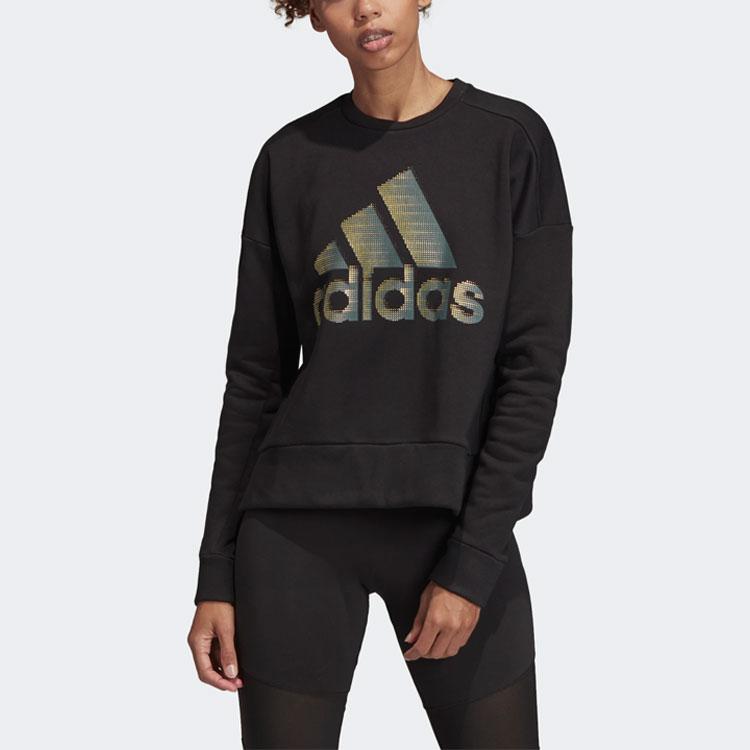 Adidas Loose Casual Round Neck Fleece American Pullover Sweatshirt Women Sweatshirt Black DZ8676