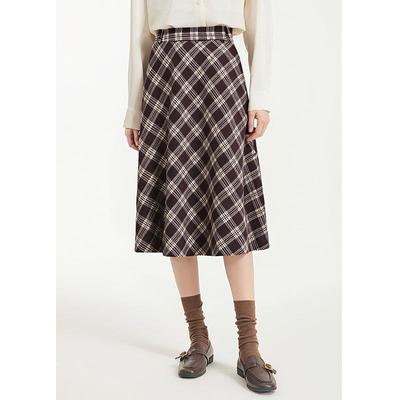 Woolen Plaid A-Line Skirt: Autumn/Winter 2025 High-Waist, Slimming, Hip-Covering Mid-Length for Women