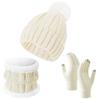 Winter Warm 3-Piece Set Fleece Lined Knit Beanie Scarf Gloves for Men Women