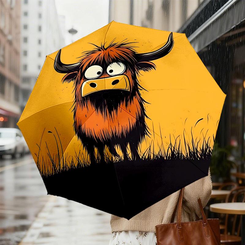 Adorable Highland Cow Print Umbrella - Auto Open/Closed, Outdoor Gear, Travel Accessory, Lightweight & Durable 176