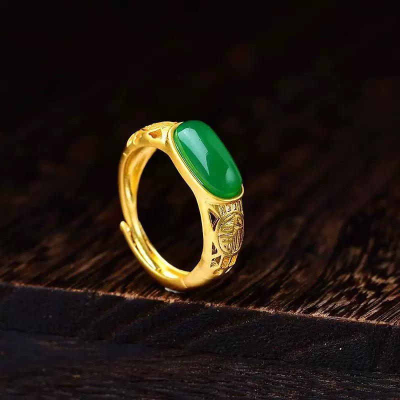 

Elegant Hollowed Fu Character Adjustable Ring - Ethnic Style, Versatile Open Design for Couples