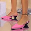 Women's Wide Width Open-Back Mules, Pointed Toe Chunky Heel Sandals, European Style Summer Slides for Women