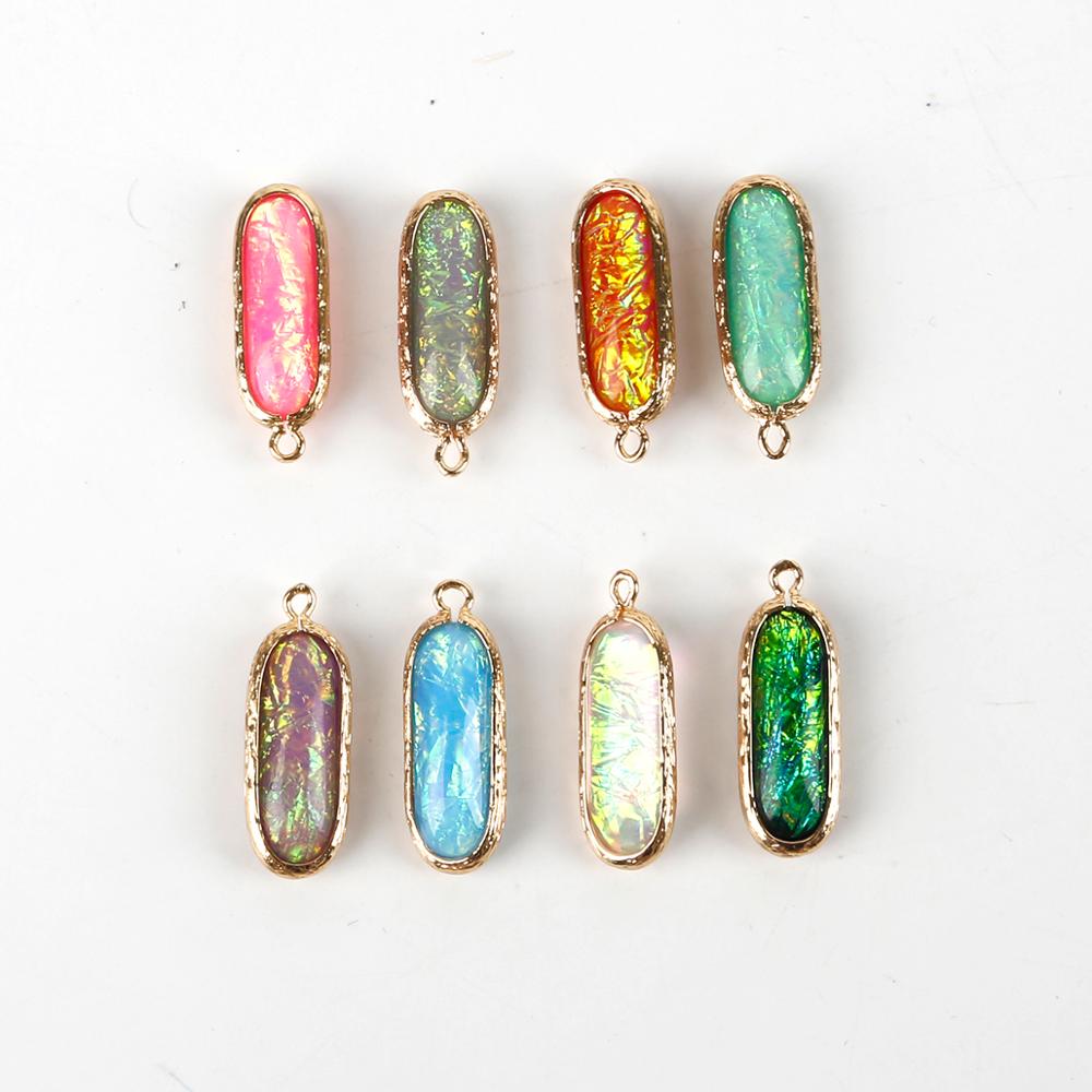 2pcs 10x26mm DIY Resin Earring Accessories Bracelet Pendants Metal Copper Charms Oval Golden Plated Charms for Jewelry Making