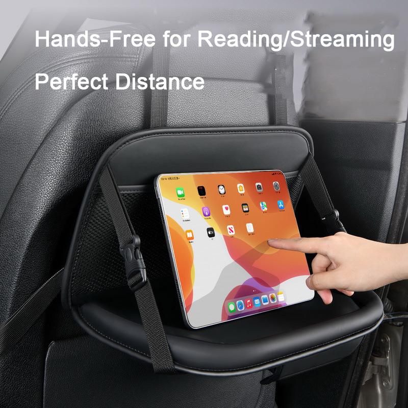 Car Seat Back Storage Bag • Large-Capacity Foldable Organizer • Backseat Dining Table & Tablet Tray Hanging Bag