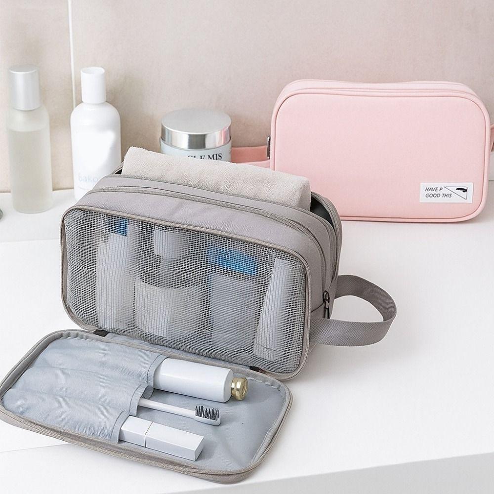 Large Capacity Travel Makeup Bag Dry Wet Separation Beauty Wash Pouch  Bathroom Organizer