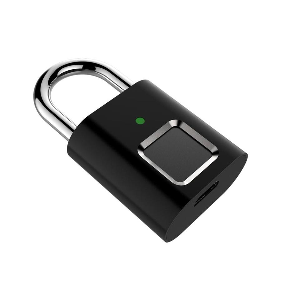 USB Rechargeable Smart Fingerprint Padlock Mini Security For Locker Bag Suitcase