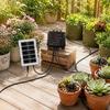Solarbetriebenes Tropfbewässerungsset für 12 Pflanzen mit digitalem Zeitschaltuhr-Controller und verstellbarem Bewässerungssystem, geeignet für Garten und Außenbereich