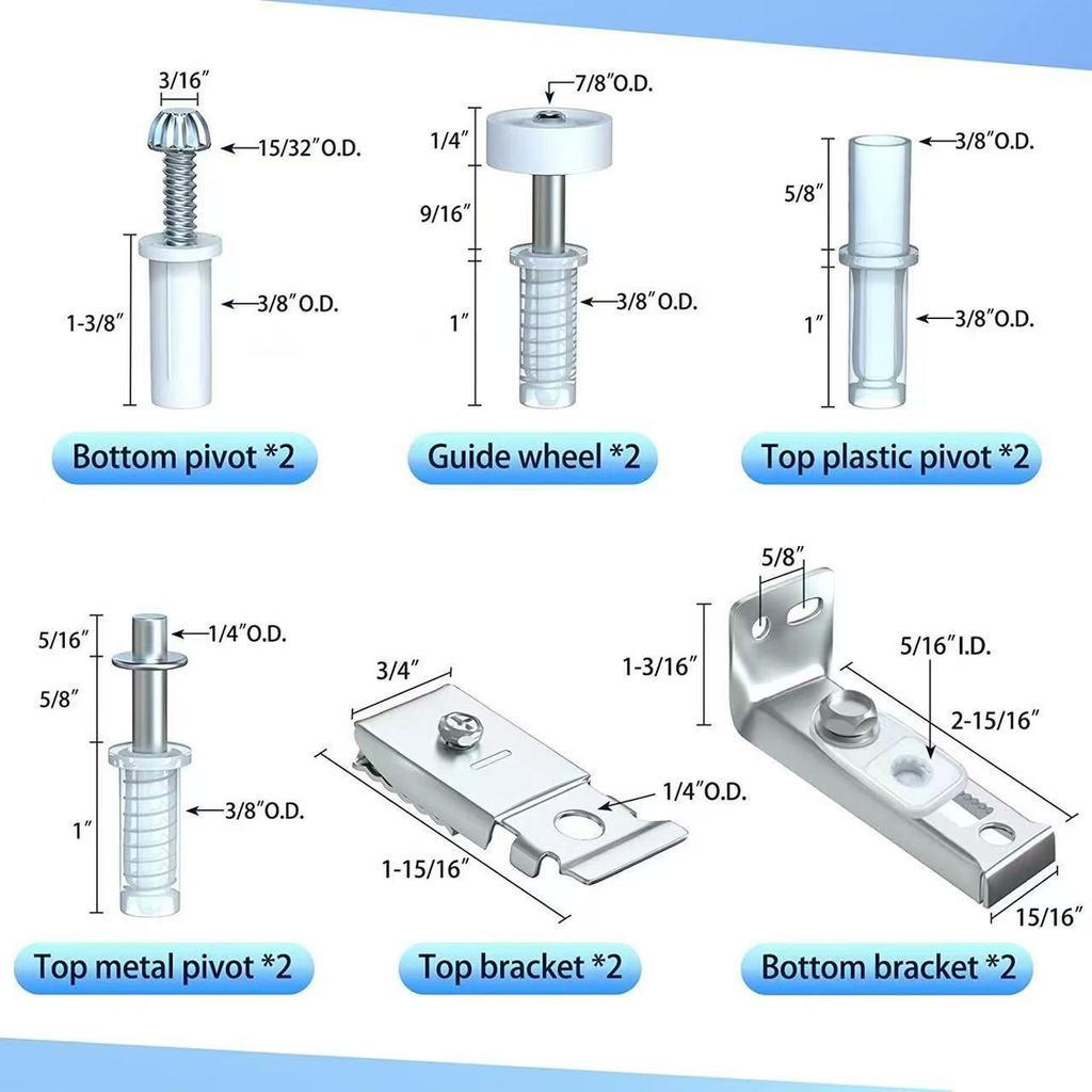 Folding Door Hardware Set With Metal Top Rollers For Home Renovation