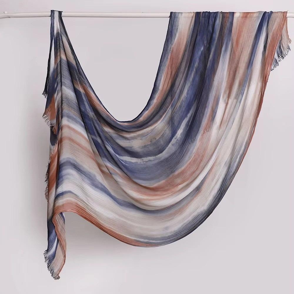 Gradient Tie-Dye Hijab Breathable Cotton Hijab Soft Women Headscarf For Women