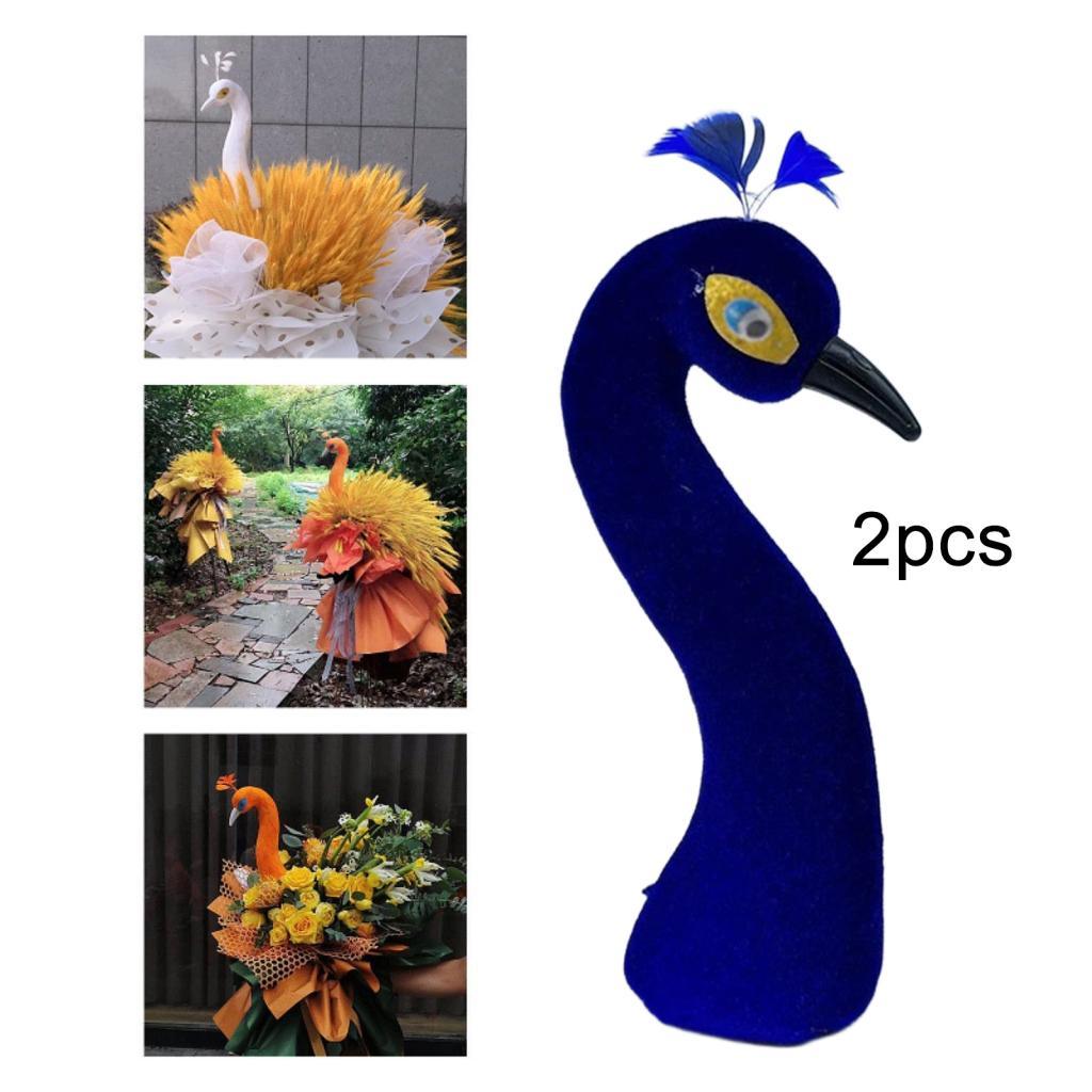 Peacock Mannequin Head Foam Flocking Flower Basket Ornament for Event Banquet Home Decoration Supply