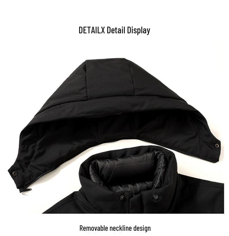 Men's 5-in-1 White Goose Down Jacket with Removable Liner - High-End Winter Outerwear for Middle-Aged Warmth