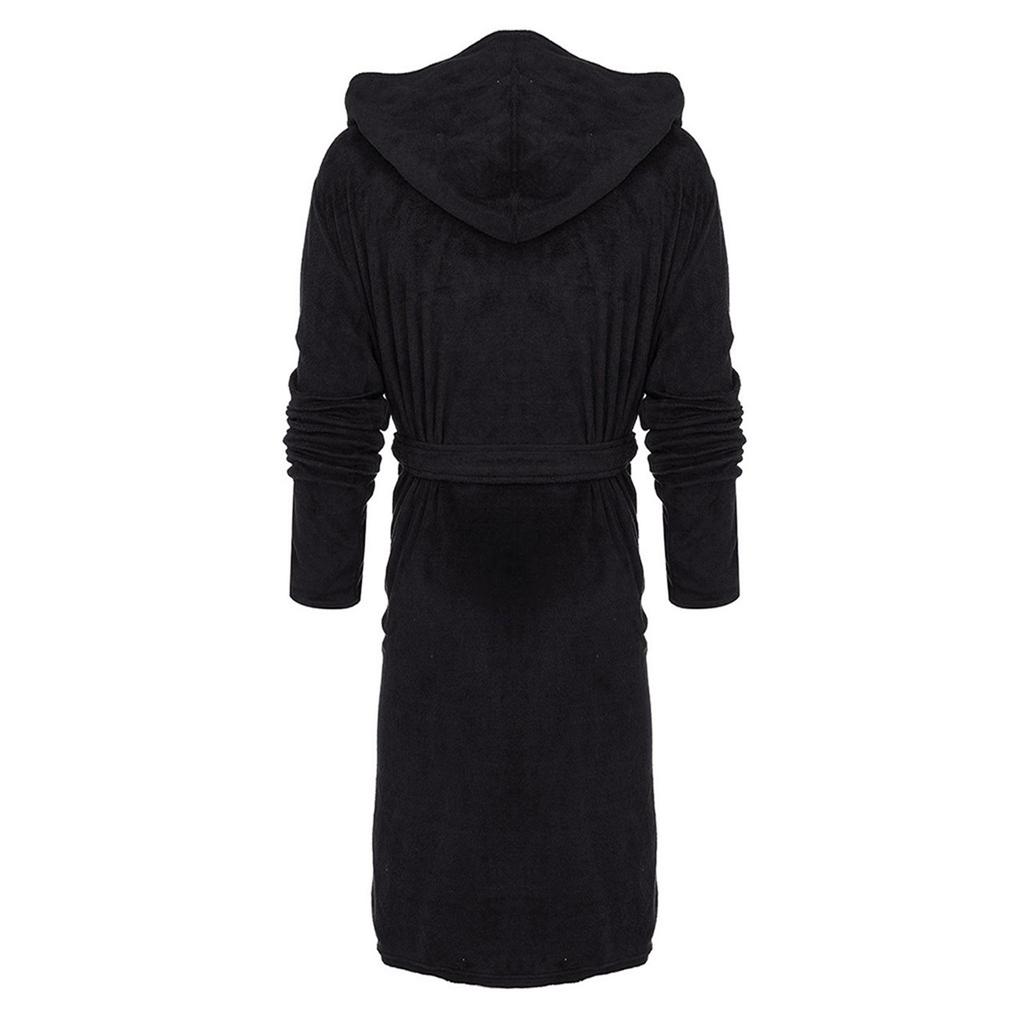 Men's Winter Plush Lengthened Shawl Bathrobe Home Clothes Long Sleeved Robe Coat
