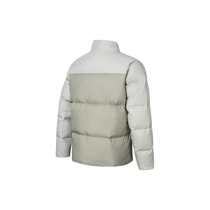 Anta Spliced Zipper Stand Collar Warm Long Sleeve Down Jacket Men Outerwear Light-Gray-Green 152347934-3