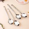 2026 New 304 Stainless Steel Round Spoon Cartoon Embossed Deer Spoon Korean Style Household Long Handle Drinking Spoon Yuzi