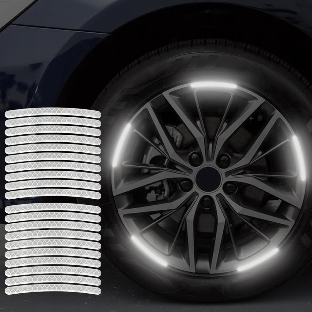 20 PCS Anti Scratch Reflective Stickers, Car Wheel Decorative Stripe Stickers, Car Motorcycle Night Safety Warning Decorative Stickers Suitable for