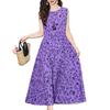 New Summer Floral Cotton-Silk Sleeveless Dress - Plus Size, Loose Fit, Slimming, Vacation Style Mom’s Long Dress