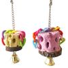 Bird Chewing Toy with Bells Natural Volcanic Stone Zanthoxylum Bungeanum Parrot Cage Toy Oral Health Bird
