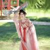 Womens Tang Dynasty Style Hanfu Set Pink Blue Floral Embroidered Wide Sleeve Ruqun Daily Wear