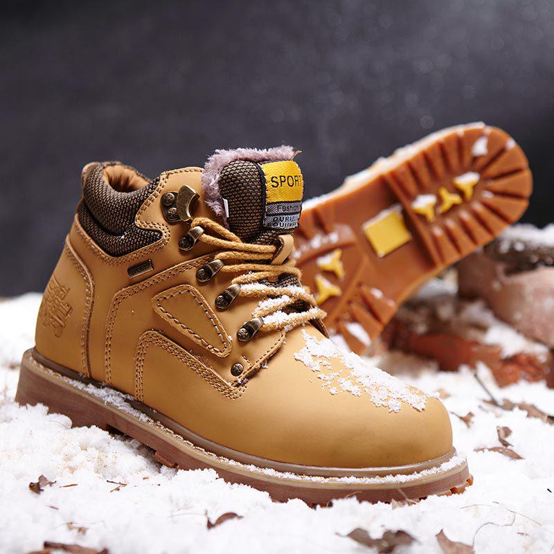 37-47 Large Size Foreign Trade Men's Martin Shoes Winter Fleece Warm Snow Boots Outdoor Hiking Tooling Shoes