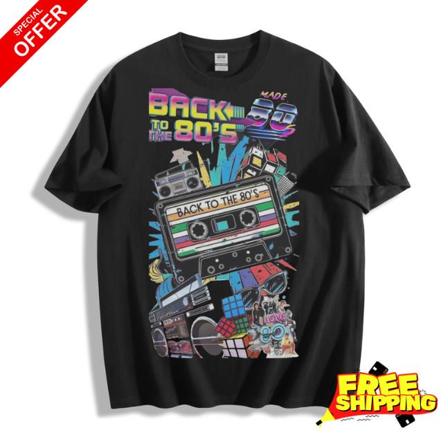Back to the 80s T-Shirt - Retro Cassette & Boombox Design Unisex Tee - Reprint ! Unisex T-Shirt XL