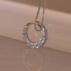 Huitan Delicate Circle Shape Pendant Bridal Wedding Necklace Silver Color Shiny CZ Elegant Timeless Style Women Necklace
