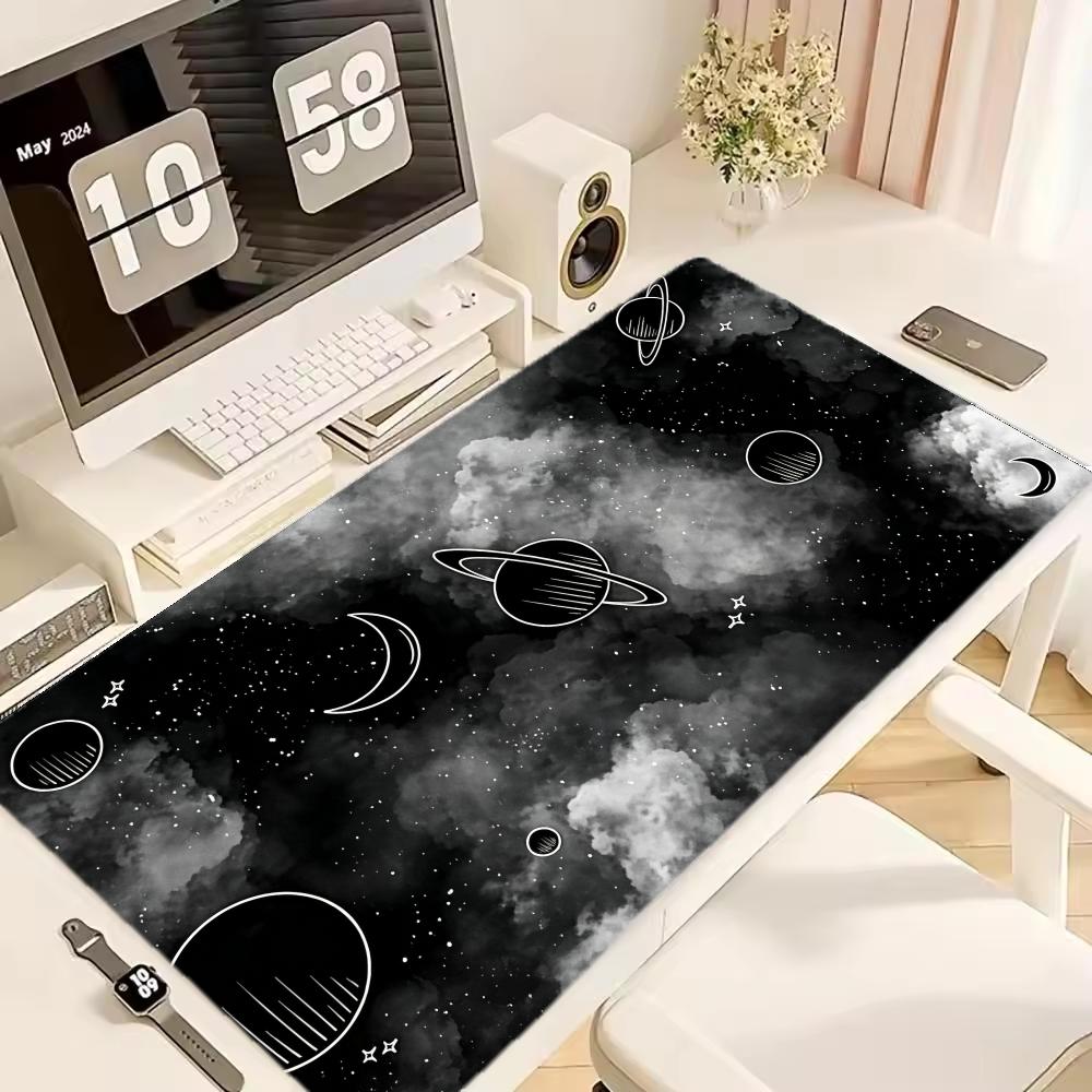 Black Planet illustration Mouse Pad XXL Large Office Game Table Mats Rubber Non-Slip Keyboard Mausepad HD Computer Long Desk Mat