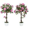 Set Of 2 Artificial Plants White Rose Floral In Pot Fake Plants For Home Indoor Decor 90cm Purple