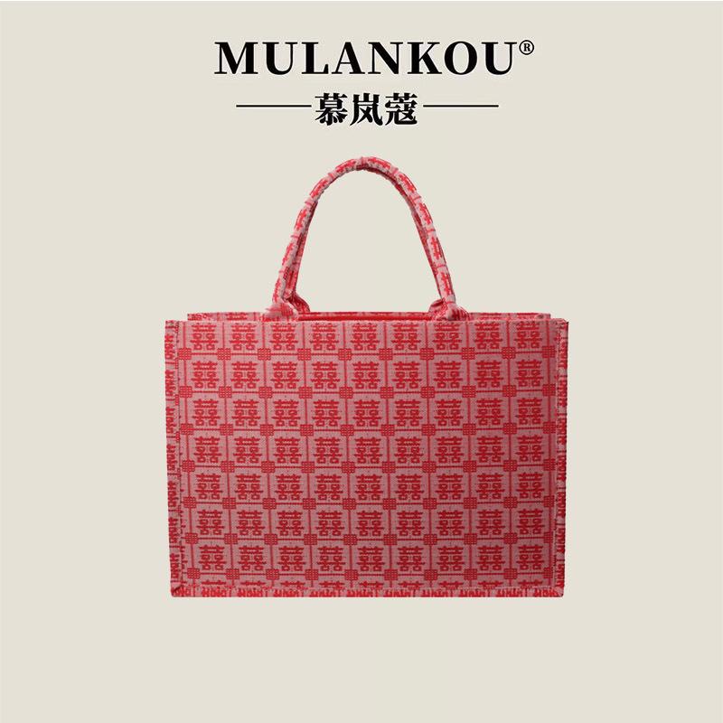 New national style, happy events, large-capacity wedding bags, simple lace silk scarves, portable tote bags for women